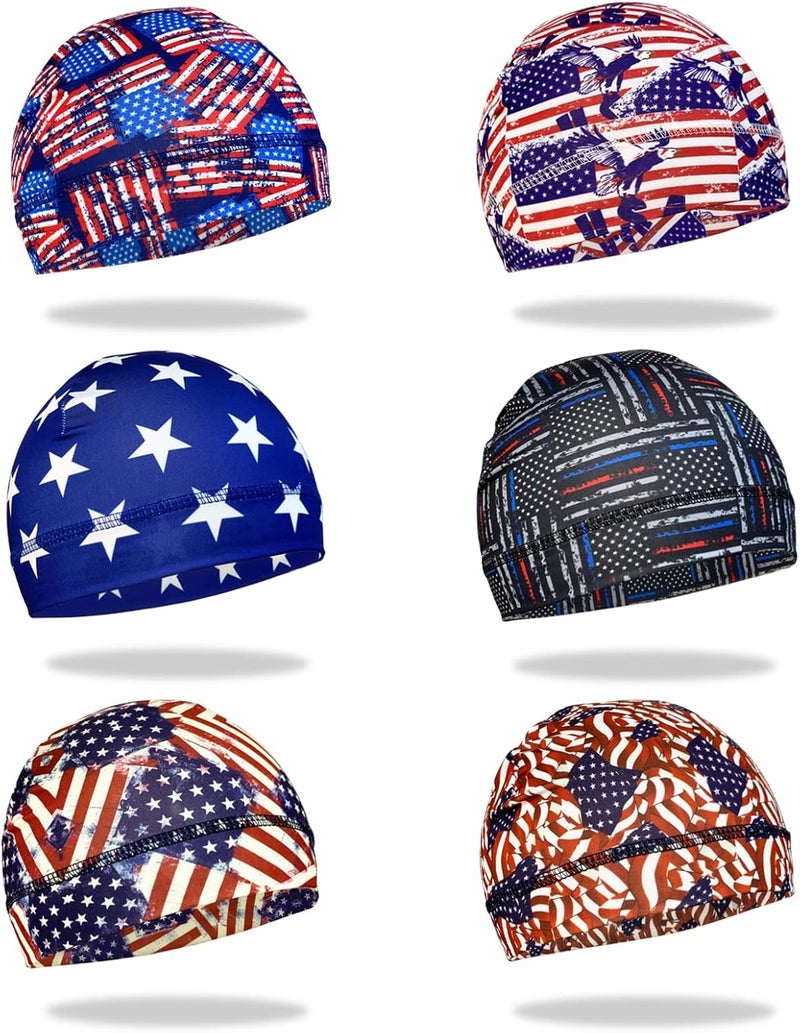 Owoniule 6 Pcs Skull Cap Sweat Wicking Helmet Liner Breathable Cycling Beanie Running Sports Hat Cooling Head Wraps for Men - Image 1